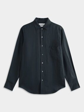 Venroy Relaxed Linen Shirt M Black